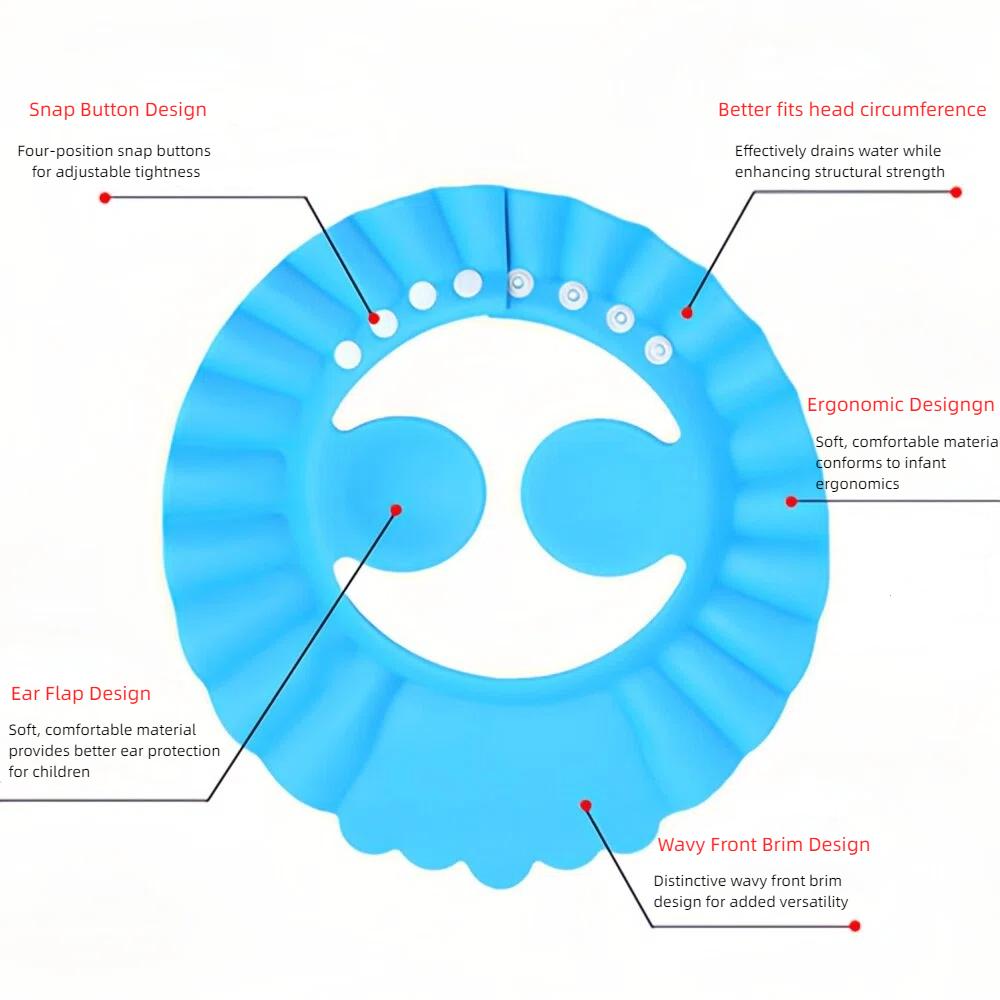 Ear-Protecting Children's Shampoo Cap Baby Shampoo Cap Girls' Infant Bathing Hat Kids' Waterproof Bath Cap Hair Washing (1 Piece)