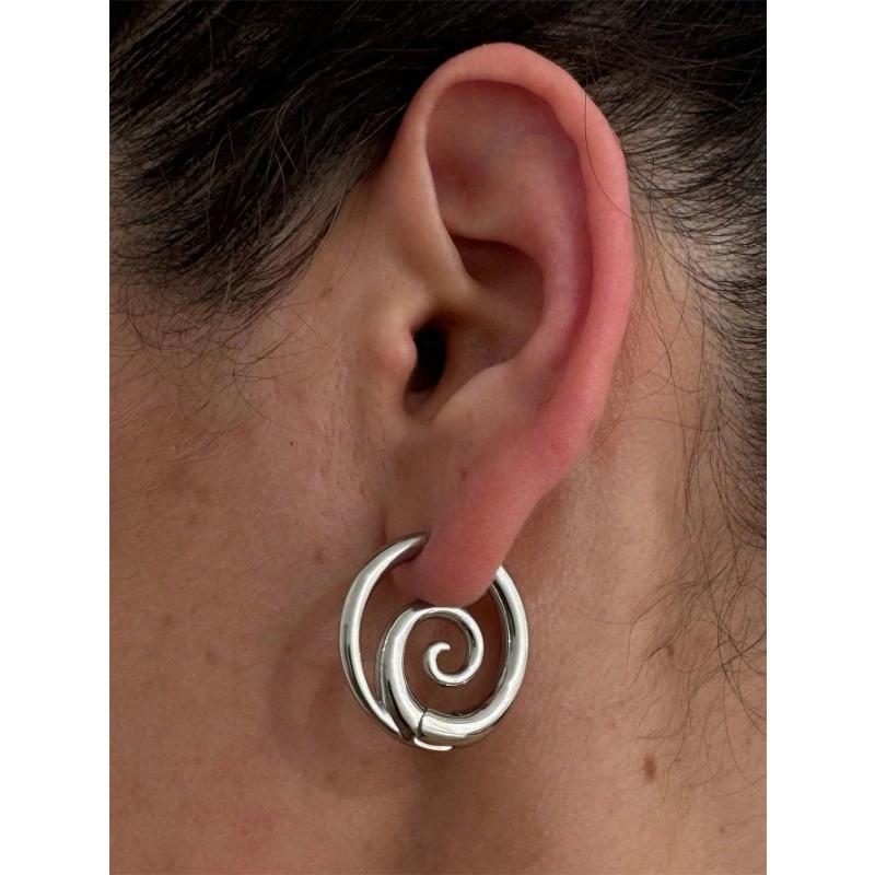 

1 пара спиральных серег-колец из нержавеющей стали с покрытием из 18-каратного золота для женщин, модный панк-тон, массивная ювелирная бижутерия из нержавеющей стали