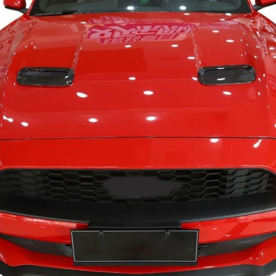 2x Kohlefaser Motorhaube Motor Luftschlitz Dekor Abdeckung Zierleiste Rahmen Für Ford Mustang 18+