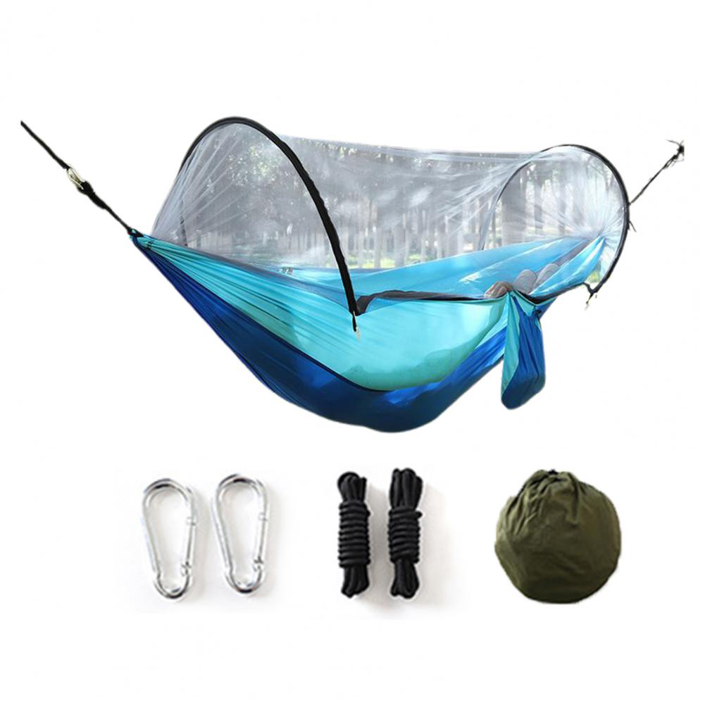 Camping Hammock With Mosquito Gnats Net Breathable Lightweight Portable Single Hammock With Tree Straps Indoor Outdoor Hammock