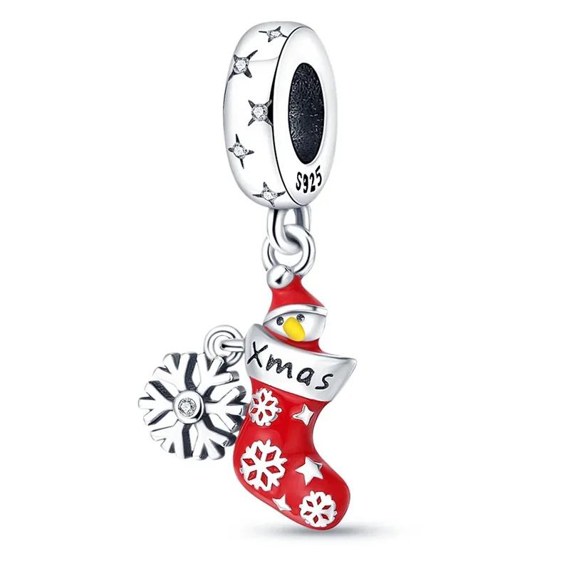 Original Copper Christmas Gift Snowflake Penguin Heart Crystal Ball Beads Charms For Bracelet Diy Women Jewellery