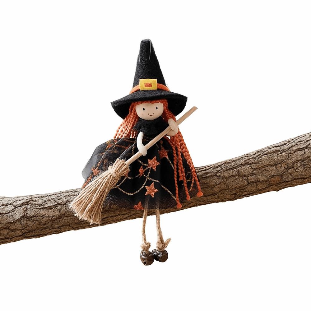 Kid Toy Halloween Witch Dolls Bell Foot Witch Figurine Handicraft  for Christmas Tree