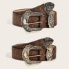 Women Belt Unisex Brown Textured Special Printed Niche Pin Buckle Waist Belt For Casual Outfits