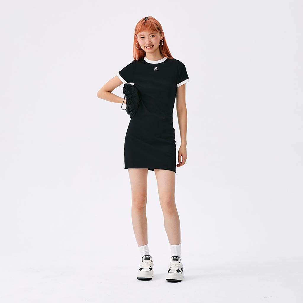 New MLB New York Yankees Basic Collection SS25 Short Sleeved Dress Women's Black 3FOPB0453-50BKS