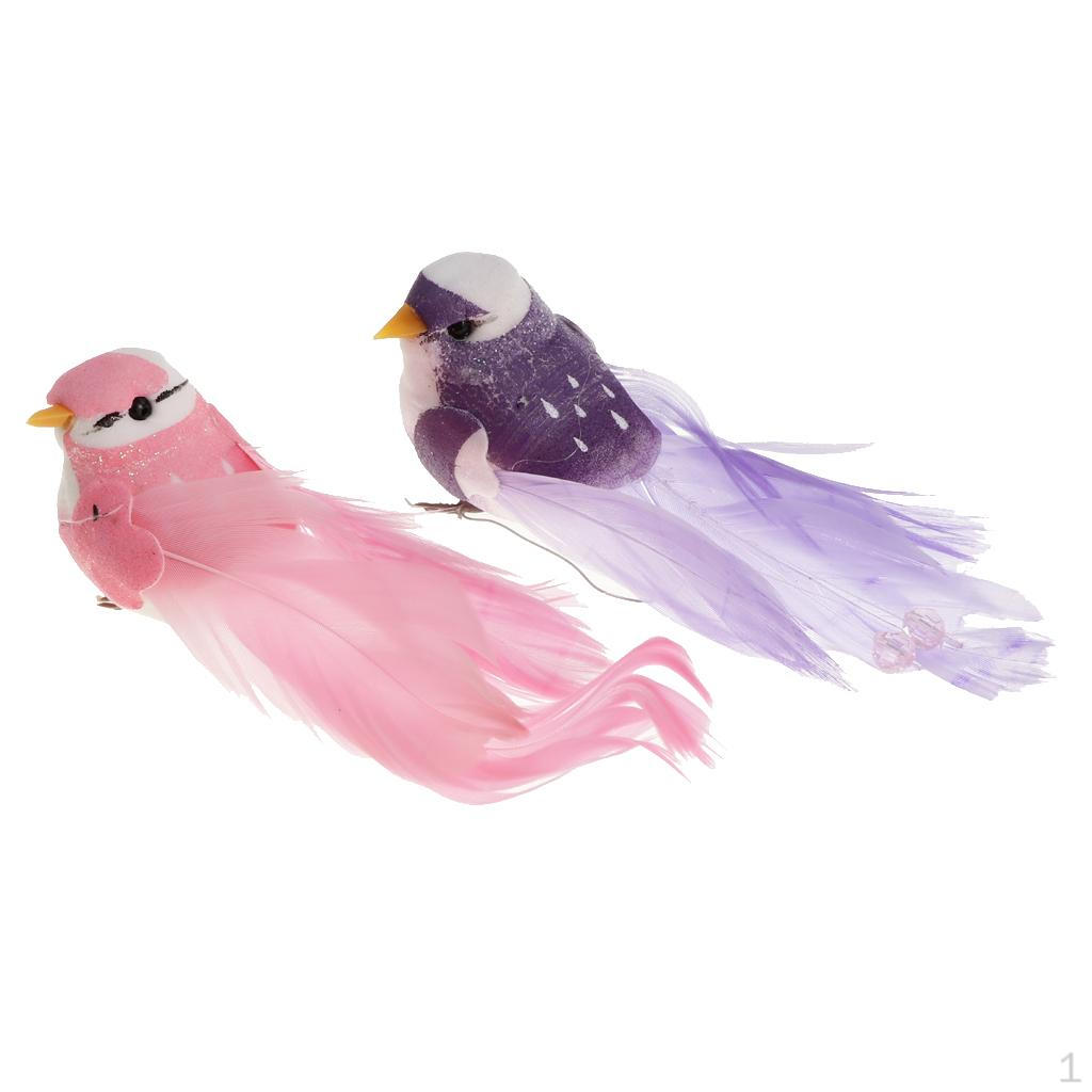 

2 Pcs Colorful Artificial tiny birds Wedding DIY Kit Decor without Clip