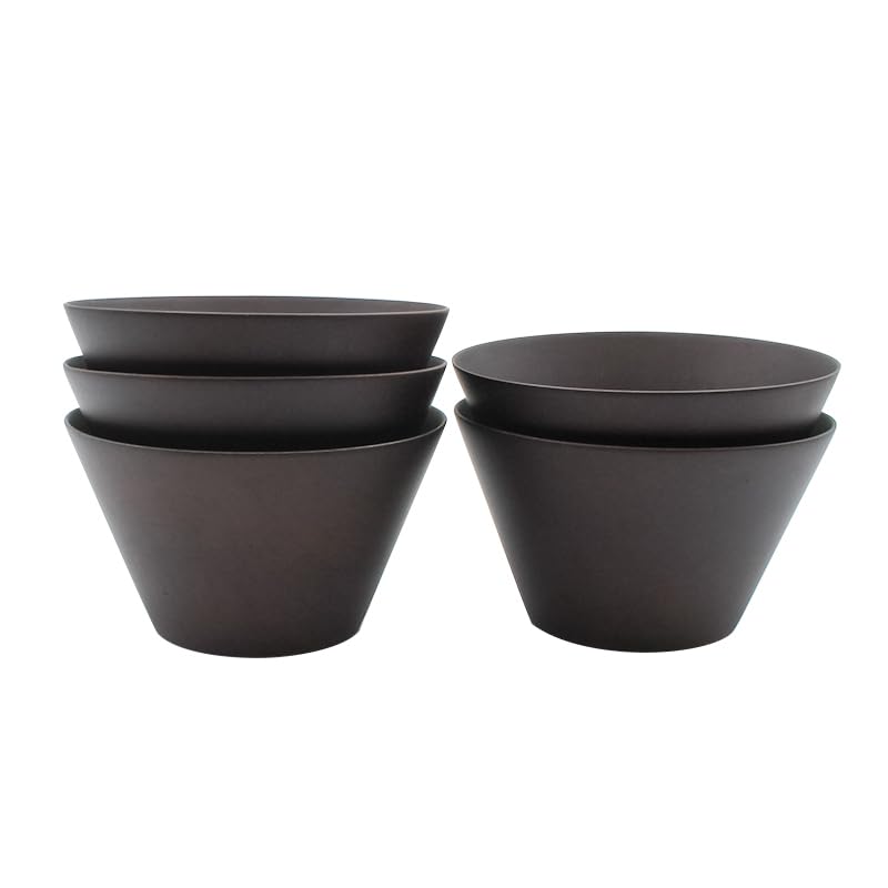 

Large wooden soup stylish dishwasher soup 10cm dark bowl, bowl, bowl, safe, 5-piece set, children s bowl, (square, brown)