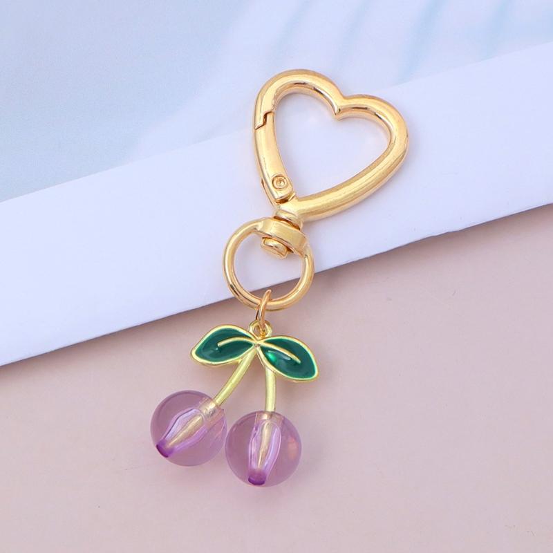 3D Cherry Design Keychain Sturdy Alloy Key Holder Cute Cherry Keychain Charm Key Pendant For Bags And Car Keys