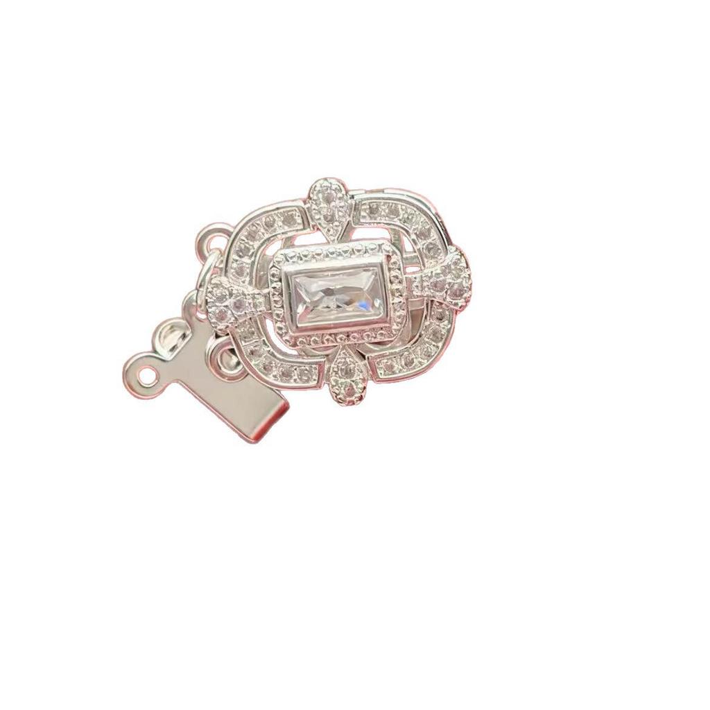 18k Gold-Plated Silver and Zircon Double-Row Necklace Bracelet with Rectangle Clasp