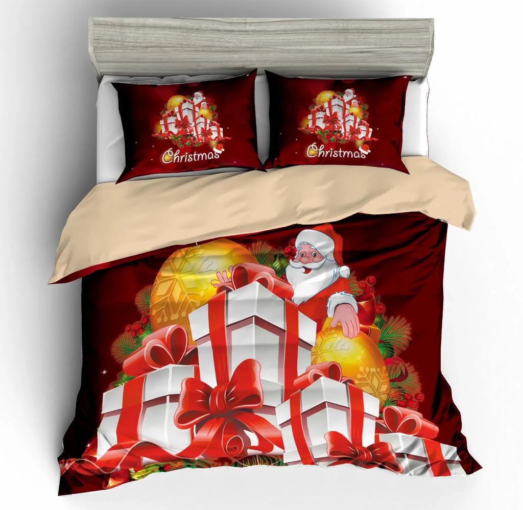 Bedclothes Diagonal Printing Christmas Bedding Set Reindeer Santa Claus New Year'S Decorative Bedroom Quilt Cover Set Cartoon K8
