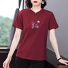 Trendy Plus Size Summer Short-Sleeved Printed T-Shirt for Middle-Aged Women