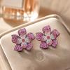 2PCS Created Crystal Crystal Flower Brooch Pink Camellia Lapel Pin  Clothing Decoration