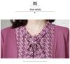 Mom's Elegant Fake Two-Piece Long-Sleeve Top for Middle-Aged Women