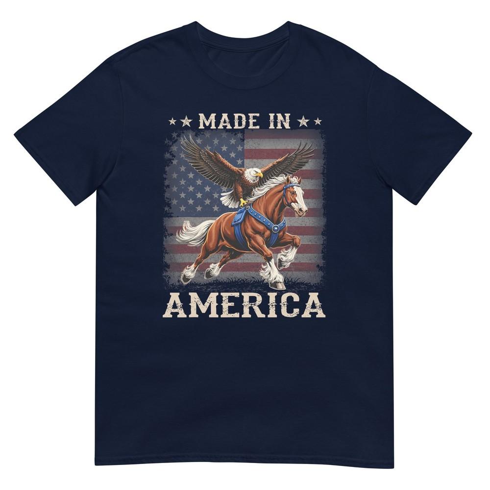 Made In America Western Horse Eagle Usa Flag Tshirt