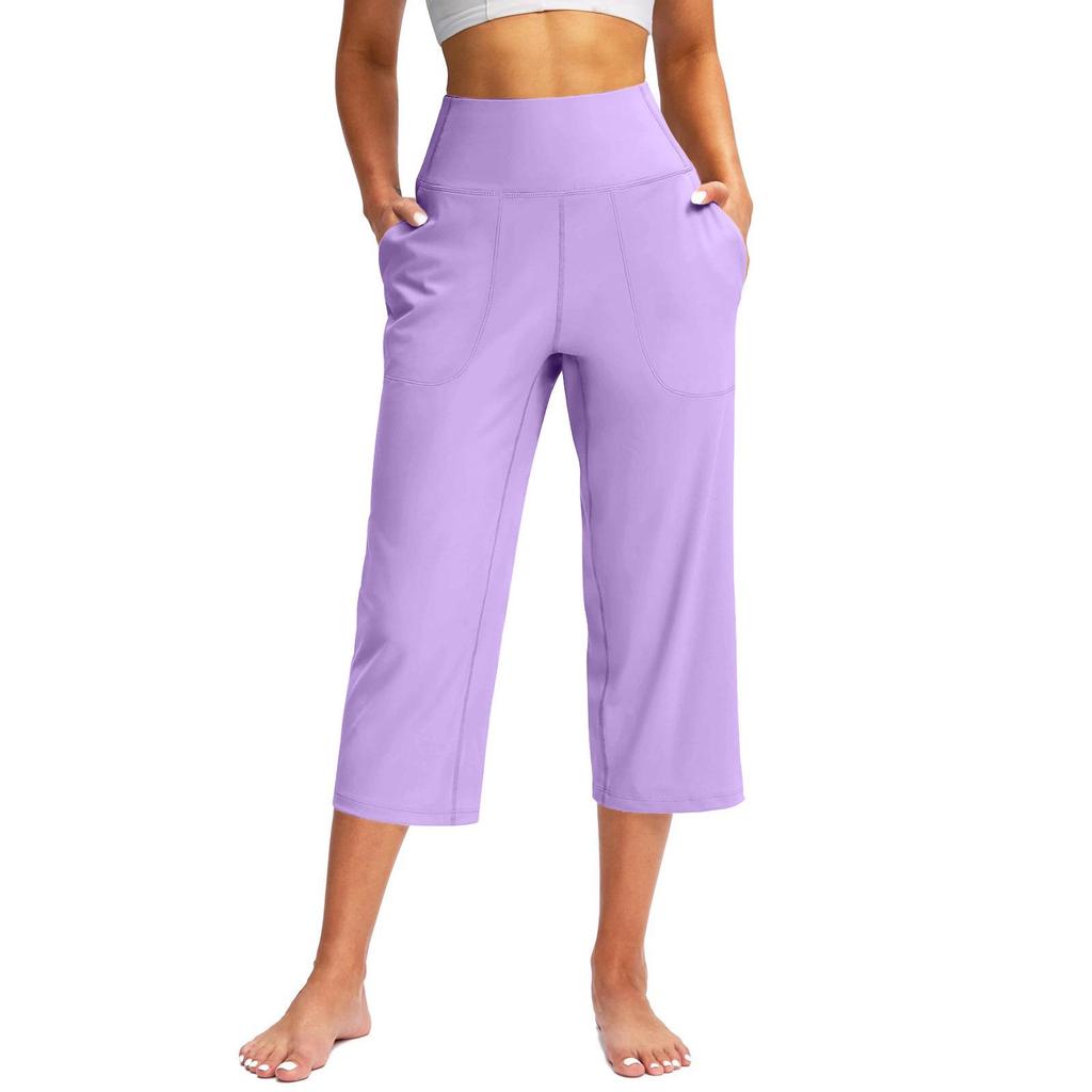 2025 Women's High-Waist Wide Leg Yoga Pants with Pockets and Tummy Control.