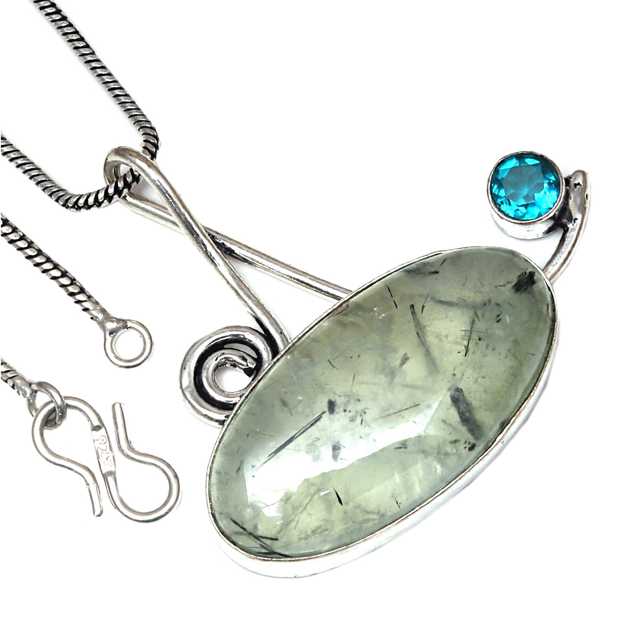 

Подвеска Prehnite Marlene Swiss Blue Gemstone Серебряная бижутерия 1,75
