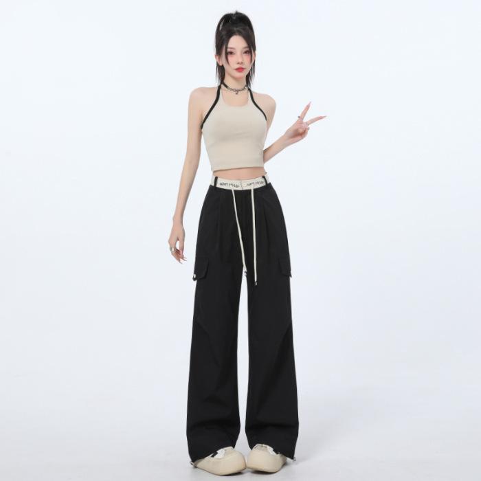 

Спортивные брюки для женщин Весенние брюки с завязками на высокой талии Свободные узкие повседневные брюки для женщин Весенние широкие брюки для женщин XXL