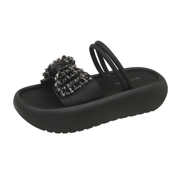 

Модная обувь Женская 2025 Низкие женские шлепанцы Платформа Роскошные слайды Бант-бабочка Новые Мягкие Дизайнерские Бант-бабочка Ткань Рим Резина H 35