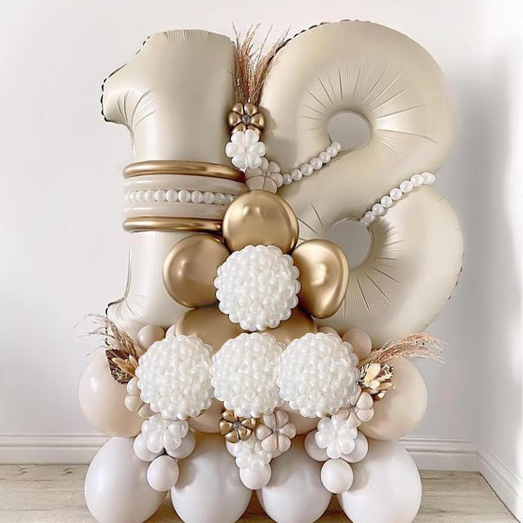 40 Inch Cream White 1 Balloon Numbers, Large Number 1 Balloon Foil Helium Number Balloons, Big 1st Foil Birthday Balloons for Boys Girls 1st Birthday