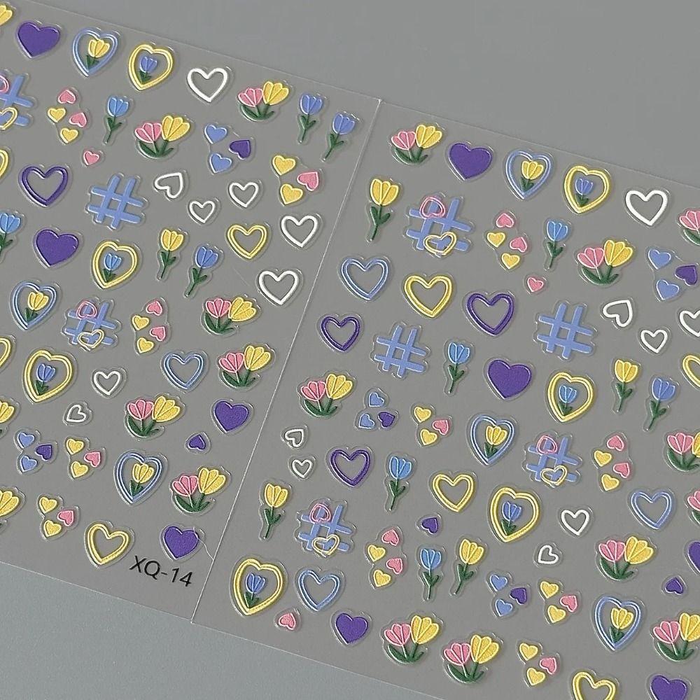 Self Adhesive Nail Sticker Tulip Decal Nail Art Sticker Cartoon Stickers  for Nail Art Decoration