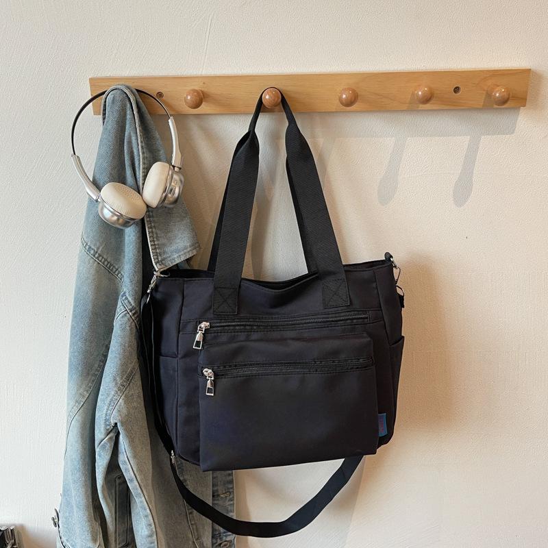 Women's Large Capacity Waterproof Nylon Handbag - Multi-layer, Fashionable Lightweight Tote for Middle-aged Moms