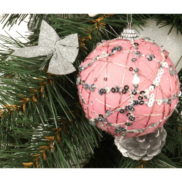 Pink Styrofoam Bauble with Glitter