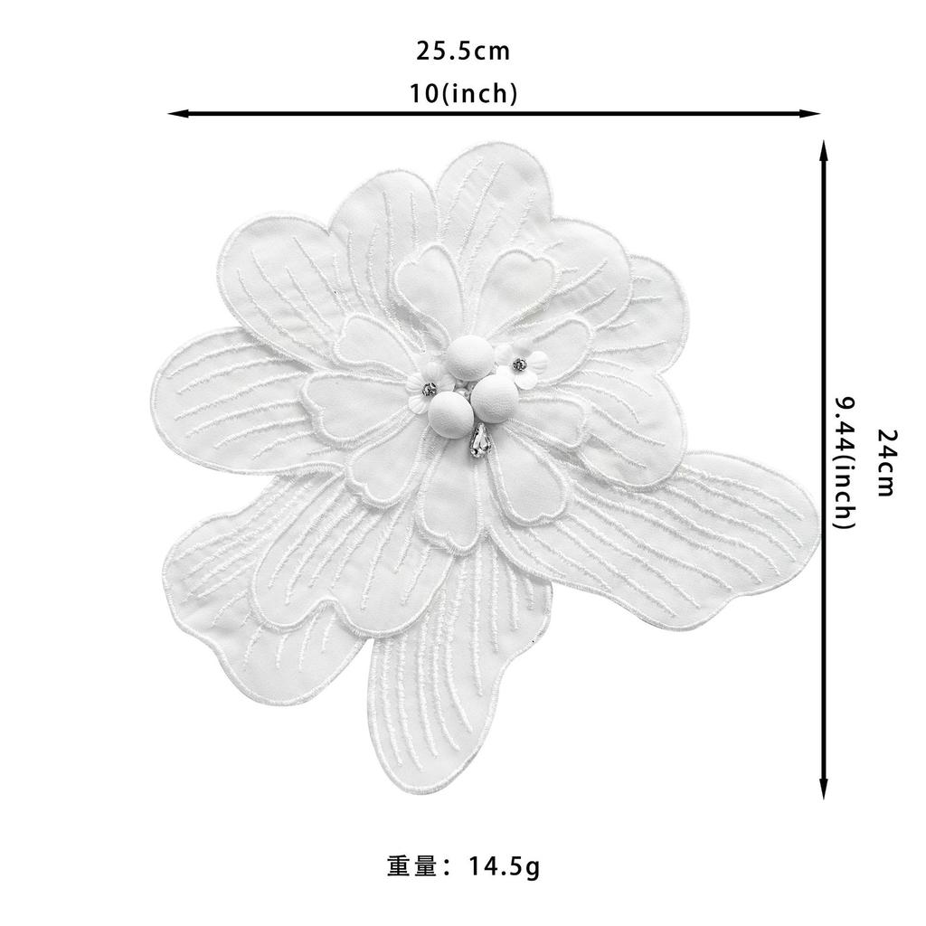 Black And White Organza Beads Multi-Layer Three-Dimensional Flower Decorative Clothing Dress Dress Applique Cloth Sticker Accessories