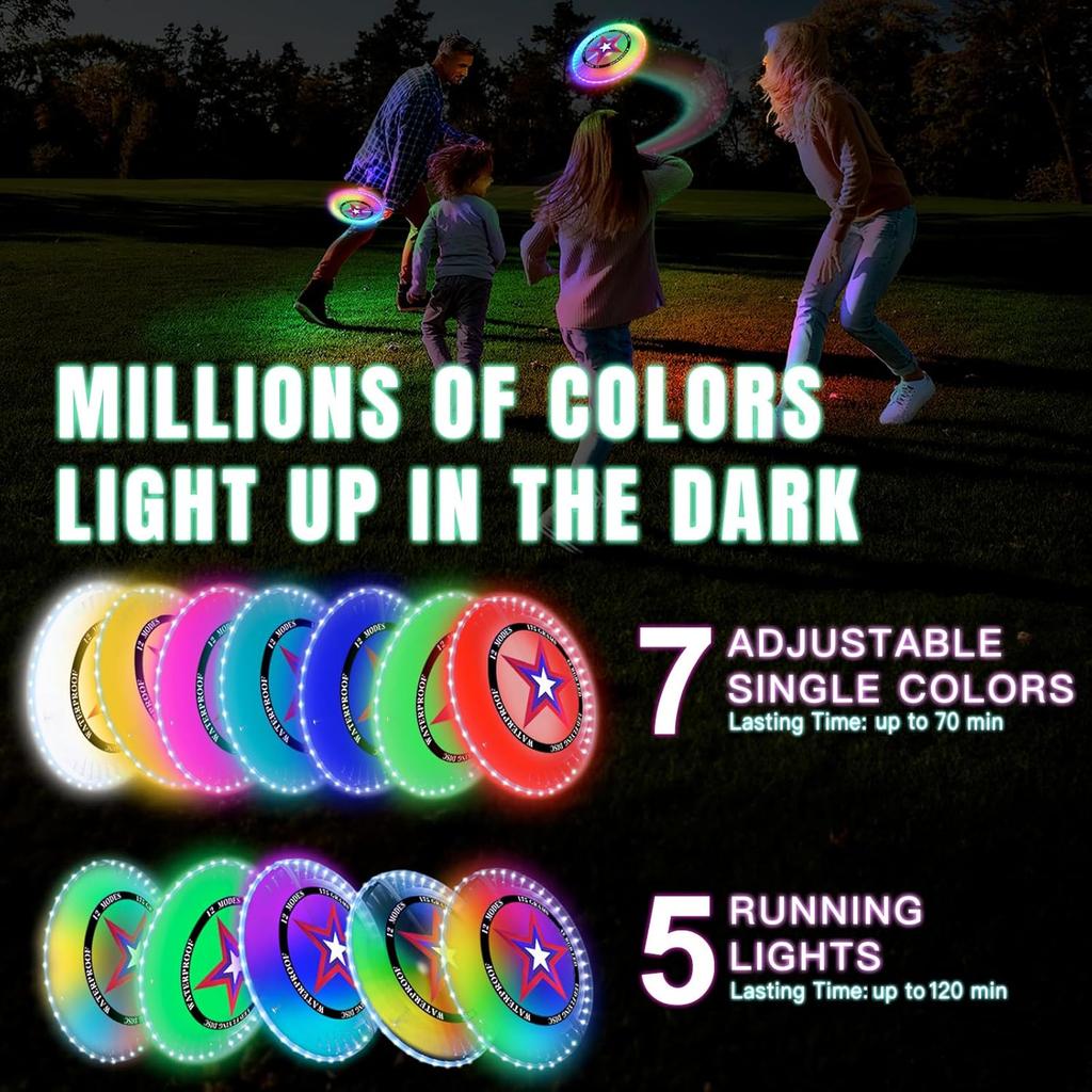 Flying Disc with Millions of Colors, 175g, 12 Lighting Modes, Outdoor Toys for Kids Ages 8-12 Teens