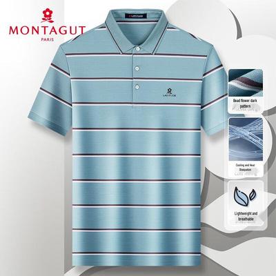 MONTGUT Pánské letní pruhované chladivé polo tričko