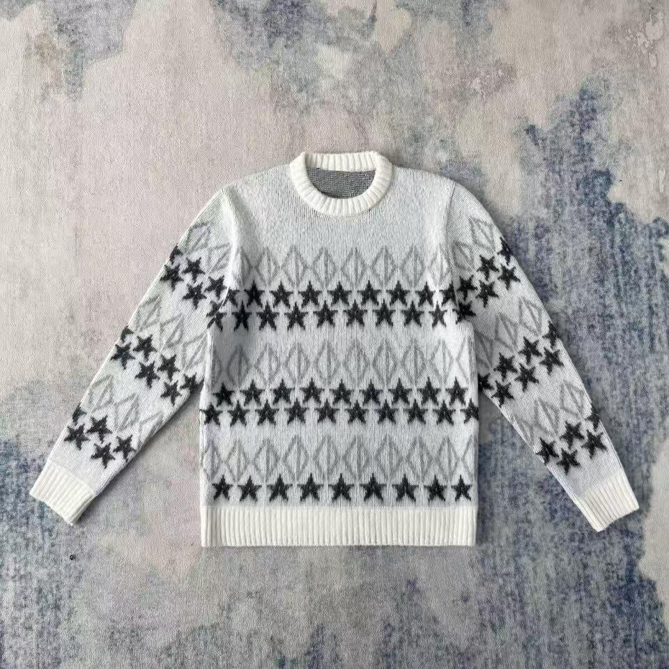 Women's Round Neck Colour Blocked Loose Fashion Pullover Knitted Top Luxurious Relaxed-fit Slimming and Versatile Top