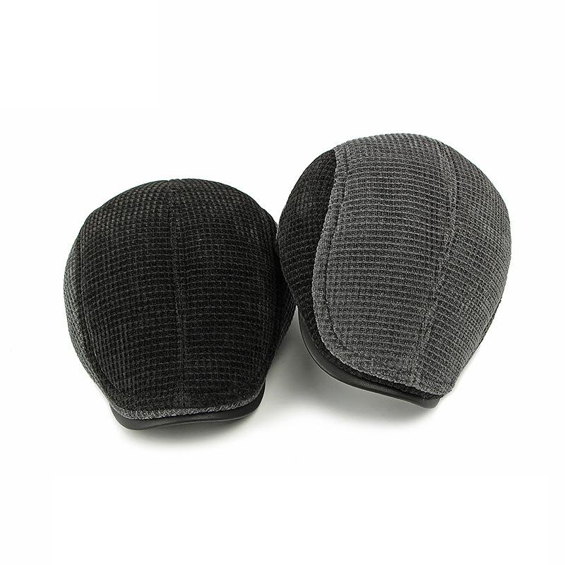 Warm Cap for Middle-Aged and Elderly Men's Winter Ear Protection Beret Peaked Cap