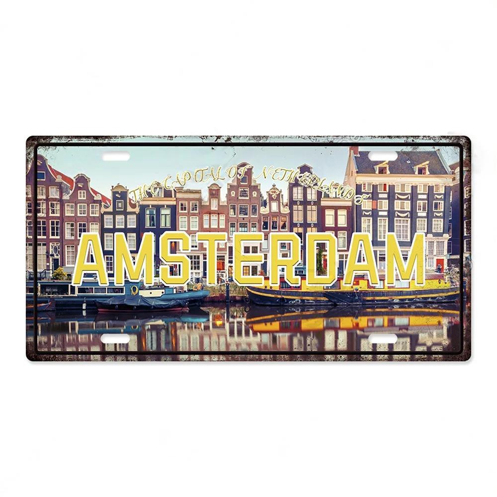 

Capital City Licenses Plate Metal posters Signs wall Decor Plaque Metal Vintage Tin Sign for Restaurant Bar 15x30cm