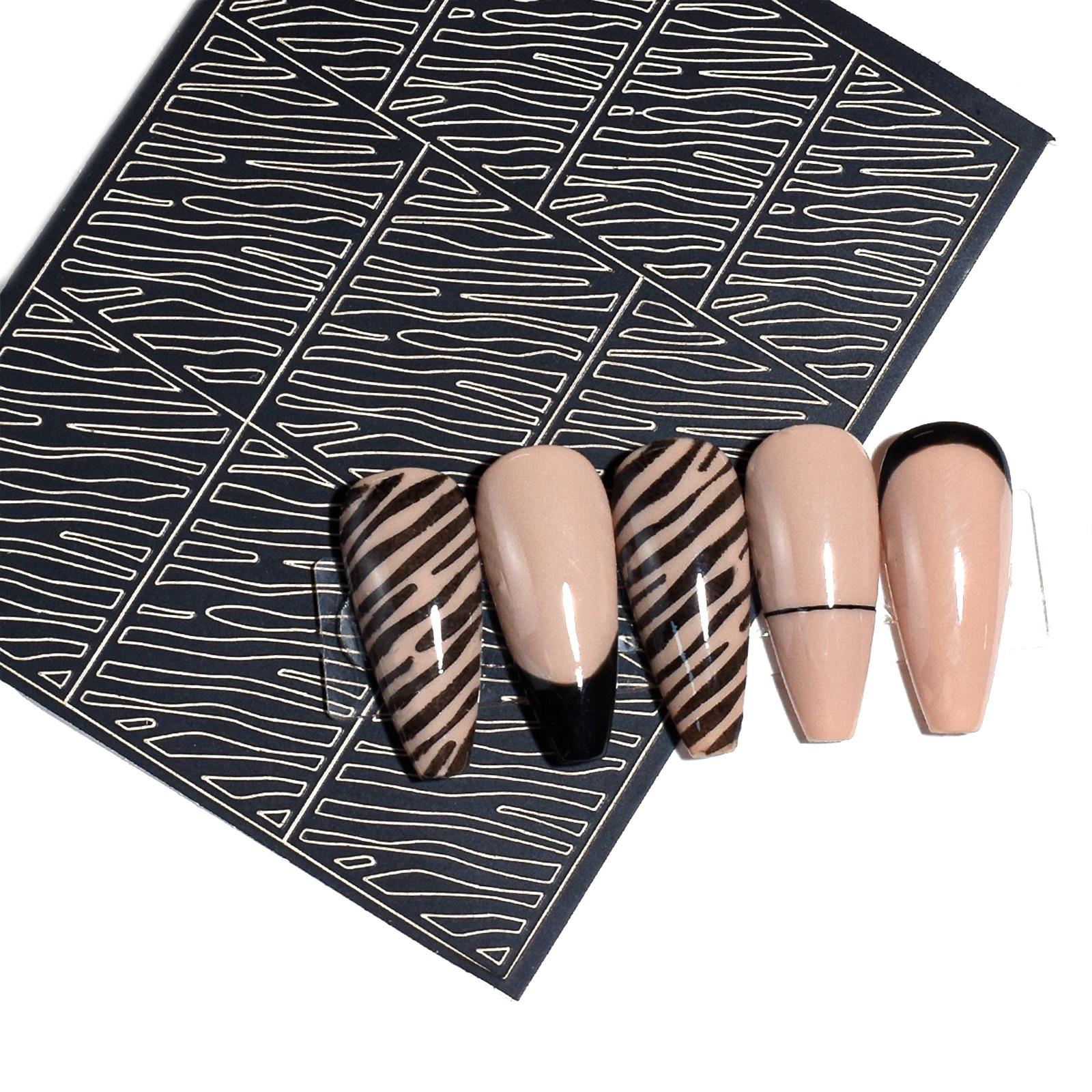 

Женские наклейки для ногтей, полоски, художественные украшения, леопардовый принт, 3D-наклейки для женского маникюра, художественные нашивки, полное покрытие, наклейки для ногтей B