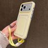 Candy Color Card Slot Bag Holder Phone Case For iPhone 17 16 15 14 13 12 11Pro Max Air Wrist Strap Shockproof Cover With Lanyard