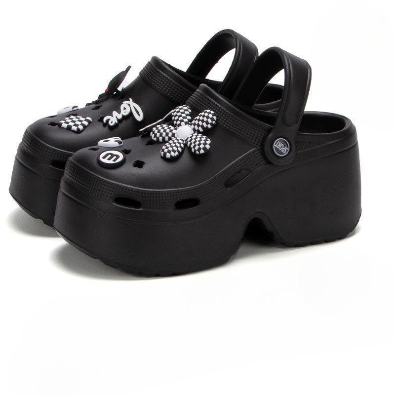 Перфорированная обувь на толстой подошве для женщин, уличные тапочки для женщин, летняя домашняя обувь для женщин, парные EVA тапочки, сандалии 35/36