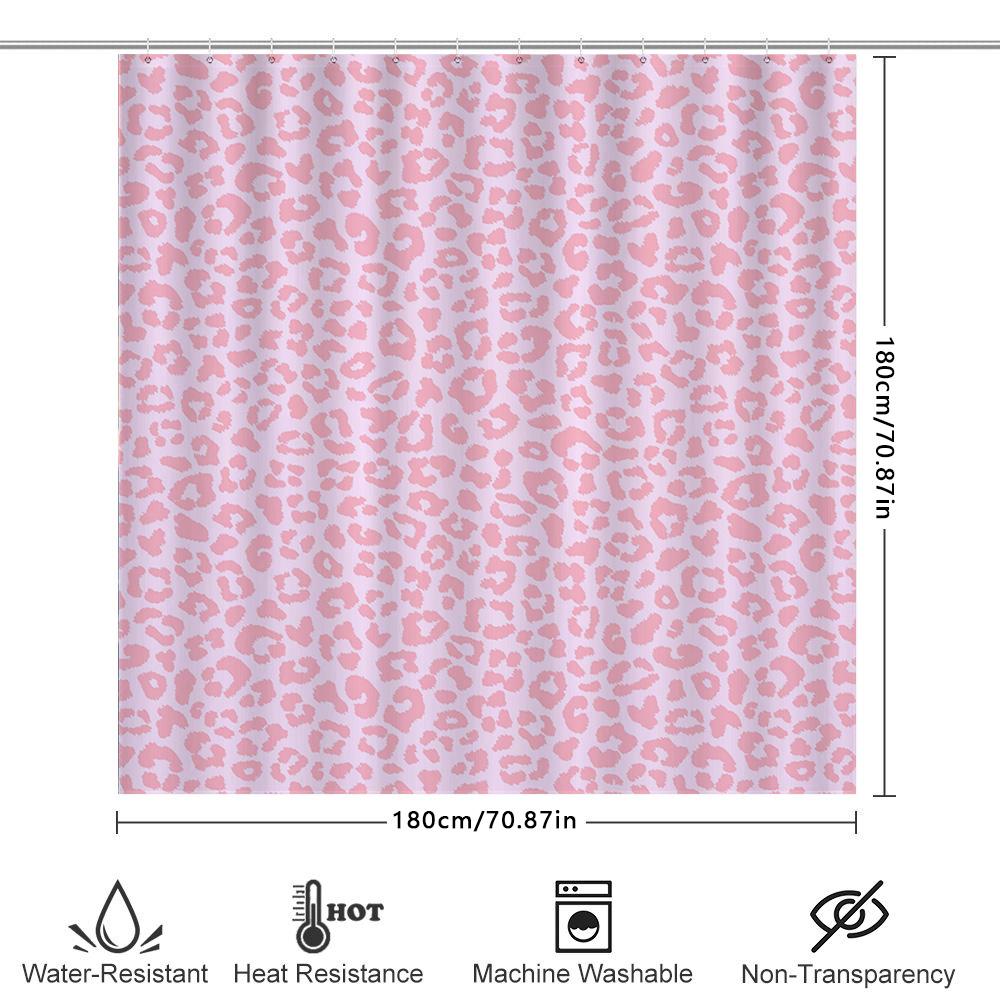 Pink Leopard Print Shower Curtain Home Decor Bathroom Supplies Modern Decoration Waterproof Bath Rug Tarpaulin Size Customizable