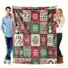 Weihnachtsstrick-Patchwork-Fleece-Decke, Festliche Schneeflocken- & Schneemann-Überwurfdecke, Weich, Kuschelig für Feiertags-Heimdeko & Geschenk