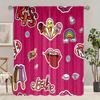 premium 2 pieces of Cartoon graffiti exaggerates personality printing curtain panel - polyester material - suitable for bedroom living room st