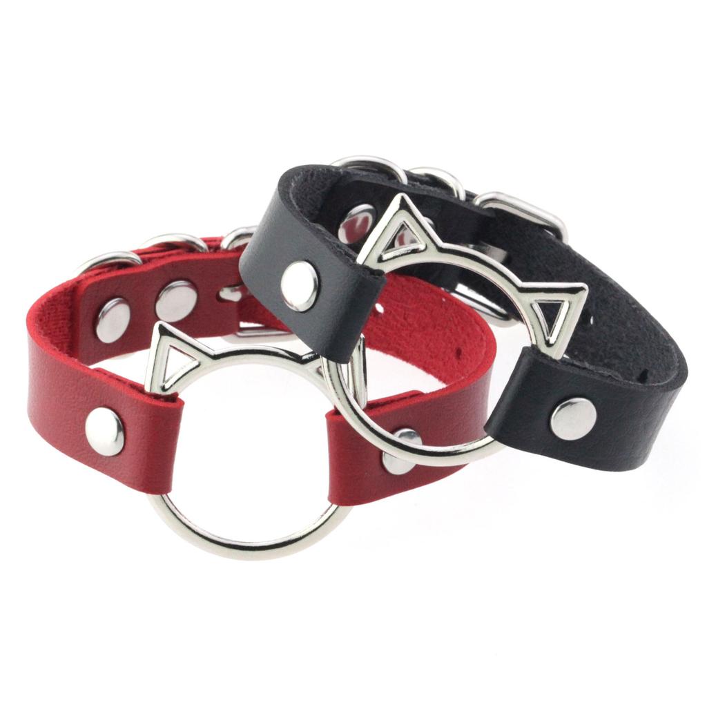 DIEZI Rock New Vintage Gothic PU Leather Wrap Bracelet For Women Men Punk Fashion Hip Hop Harajuku Cat Charm Bracelet Jewelry
