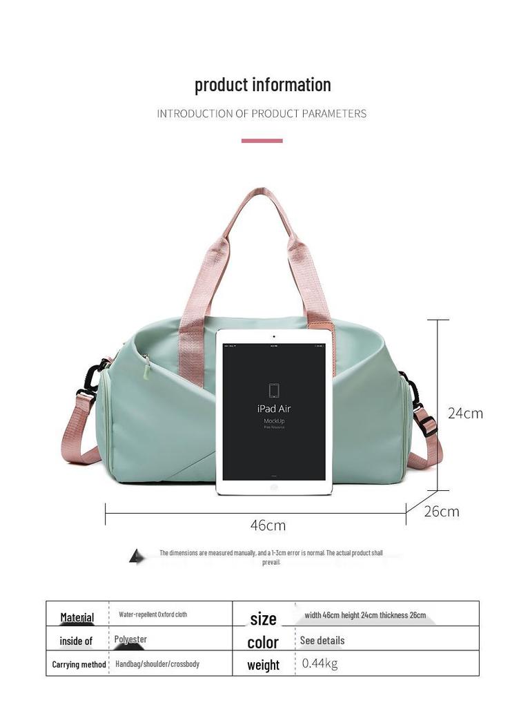 Sporttasche für Yoga mit großem Fassungsvermögen, bedrucktem Logo und Nass-/Trockenfach, ideal für Reisen und Fitnessstudio mit Schuhfach