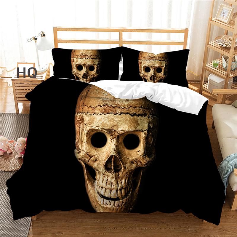 

Комплект постельного белья с 3D черепом, одеяло и наволочка с ужасами на Хэллоуин, 2/3 шт. DE135 * 200, полноразмерный моющийся домашний текстиль для комнаты мальчика Baby 100x135cm