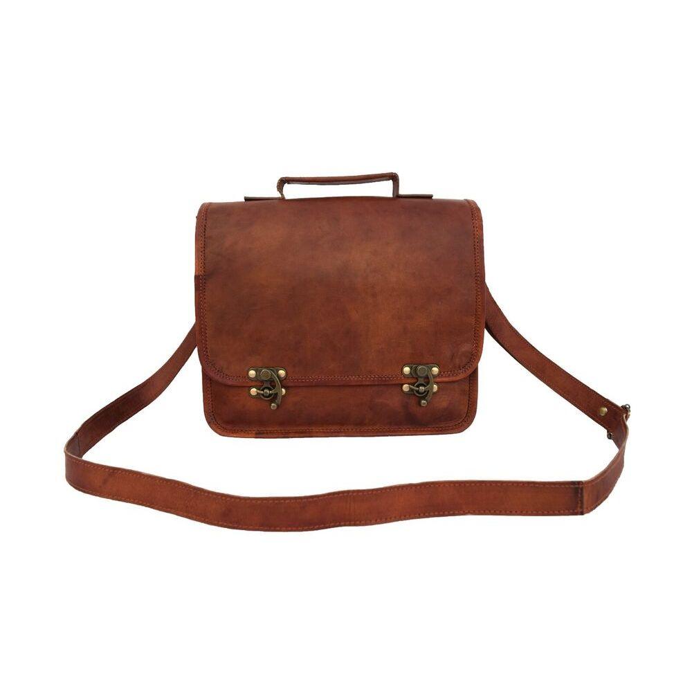Goat Leather Satchel Messenger Bag iPad Tab Handbag Crossbody Sling Bag