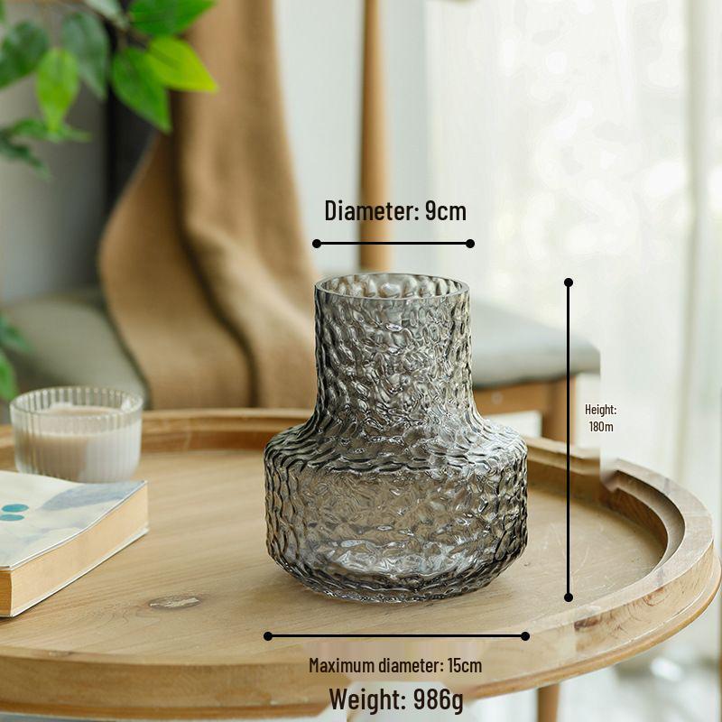 Luxury Hammered Glass Vase: Round Flower Vase & Living Room Ornament for Hydroponics