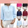 Maglia Pullover a Manica Lunga Primaverile Estiva da Donna con Scollo a O Girocollo Tinta Unita Blusa Top