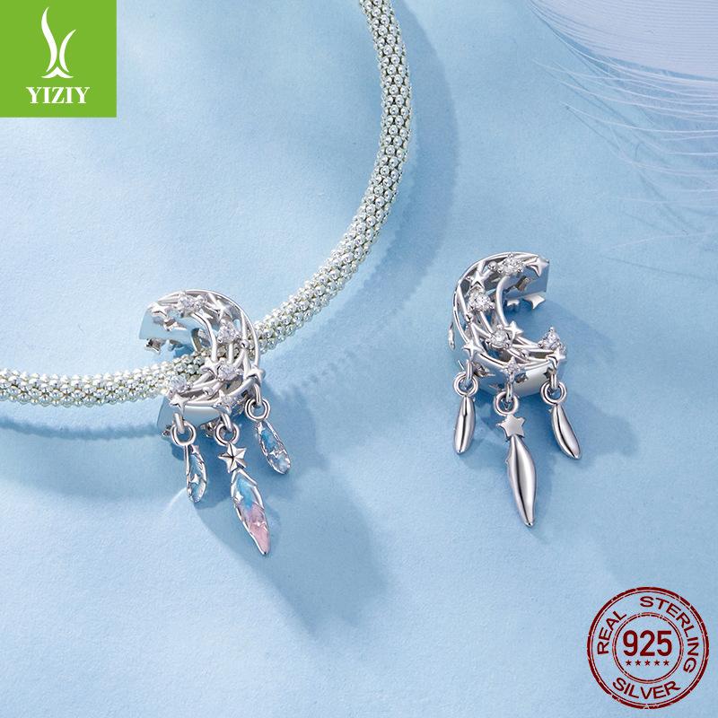 Diy Bracelet Moon Dream Catcher Beaded Charm 925 Silver Beads Jewelry Accessories