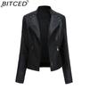 BITCED Spring/Autumn Women's Leather Jacket - Short Fit, Slim-Cut, Lightweight Leather Coat, Biker Style