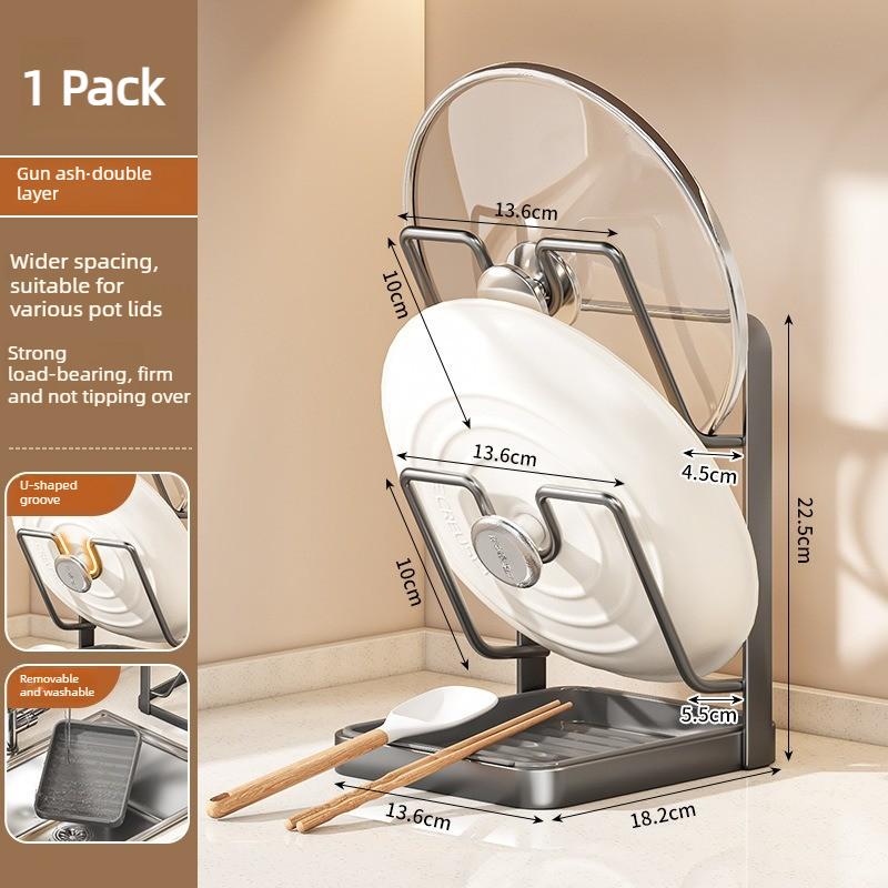 Kitchen Countertop Organizer Rack Multi Function Pot Lid Holder Cutting Board Shelf Utensil Drain Storage Stand for Home