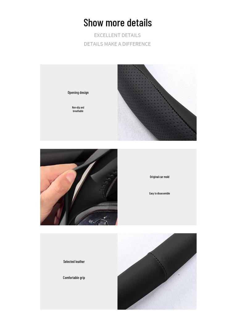 Deep Blue S07 Steering Wheel Cover - Nappa Leather, Anti-slip, No-Sew, All-Season