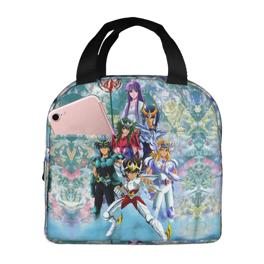 Custom Saint Seiyas Insulated Lunch Bag for Women Men Leakproof Anime Thermal Cooler Lunch Tote Beach Camping Travel