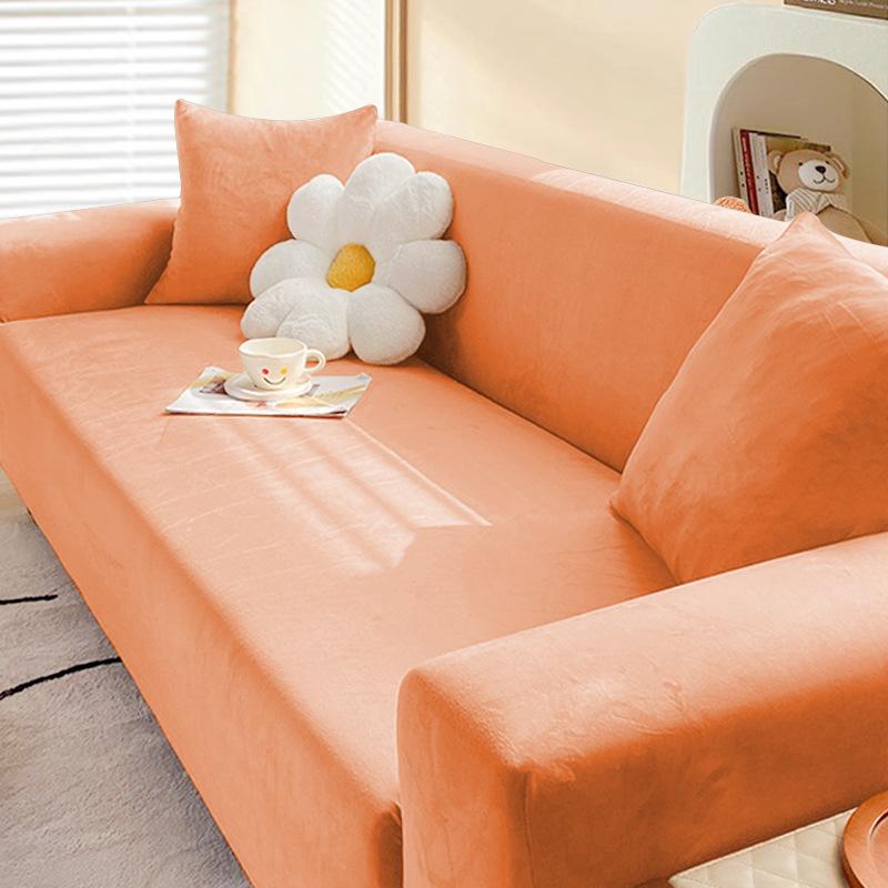 

Современный простой бархатный чехол для дивана, всеобъемлющий эластичный чехол для дивана, полное покрытие, всесезонный универсальный пылезащитный чехол для дивана с защитой от царапин от кошек 145-185cm оранжевый