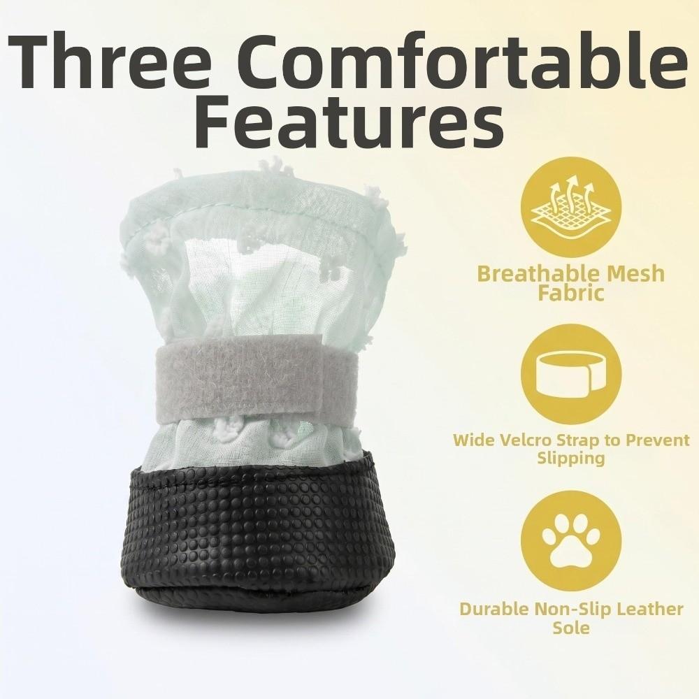 4Pcs Breathable Anti-Slip Dog Boots Non-Slip Foot Covers Puppy Net Boots  Walking Running